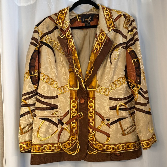 Vintage Cory B New York Silk Chain Print Jacket – Equestrian Style - Picture 2 of 12